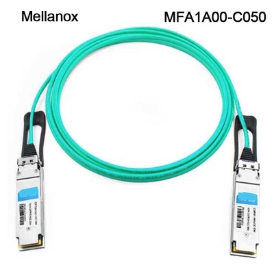QSFP LSZH Mellanox AOC کابل نوری فعال MFA1A00-C050 100GbE 50m جدید و اصلی