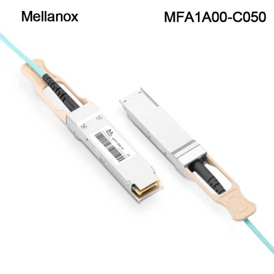 QSFP LSZH Mellanox AOC کابل نوری فعال MFA1A00-C050 100GbE 50m جدید و اصلی