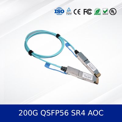 ماژول فرستنده نوری 200G QSFP56 SR4 AOC 3m کابل برای 200G اترنت OM4 MMF، کم مصرف، CMIS سازگار