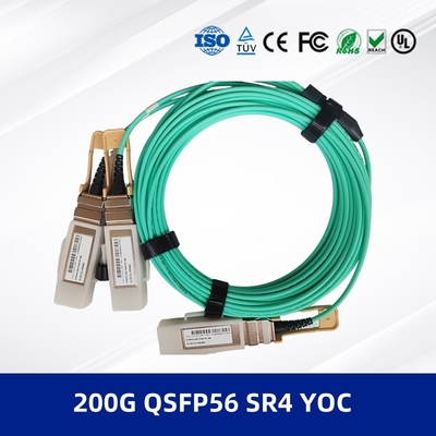 ماژول فرستنده-گیرنده نوری 200G QSFP56 SR4 YOC کابل AOC 3M 200G QSFP56 SR4 به 2x100G مدولاسیون PAM4 و پشتیبانی DDM