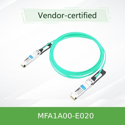 کابل نوری فعال Nvidia Mfa1a00-Xxxx 100GB/S Qsfp28 Mmf، کابل فیبر نوری فعال Mfa1a00-E020 Ib EDR 100GB/S