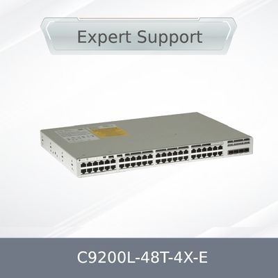 سوئیچ شبکه جدید و اصلی C9200L-48t-4X-E، لایه 3، مدیریت شده، 48 پورت 10/100/1000 + 4 پورت 10 گیگابیت SFP+ (uplink)