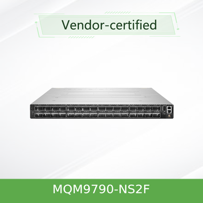 سوئیچ InfiniBand 400 گیگابیت بر ثانیه NVIDIA MQM9790-NS2F – NDR 64 پورت، 51.2 ترابایت بر ثانیه، مدیریت خارجی، 1U برای خوشه های HPC و AI