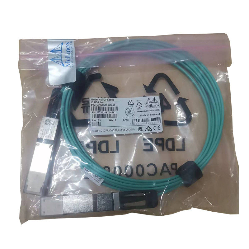 کابل نوری فعال Nvidia Mfs1s00-Hxxxv 200GB/S Qsfp56 Mmf Aoc Mfs1s00-H010e، تا 200 گیگابیت بر ثانیه، Qsfp56 به Qsfp56