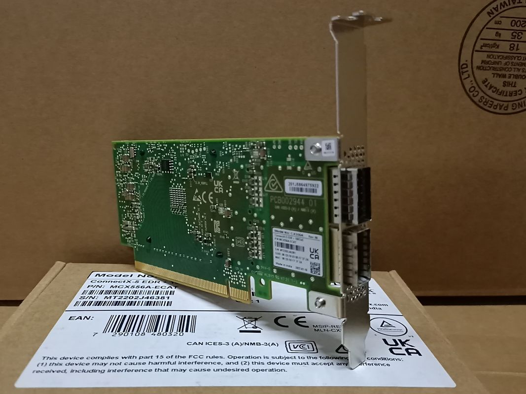 ConnectX-5 VPI Adapter Mellanox Network Card EDR IB 100GbE دو پورت QSFP28 PCIe3.0 MCX556A-ECAT