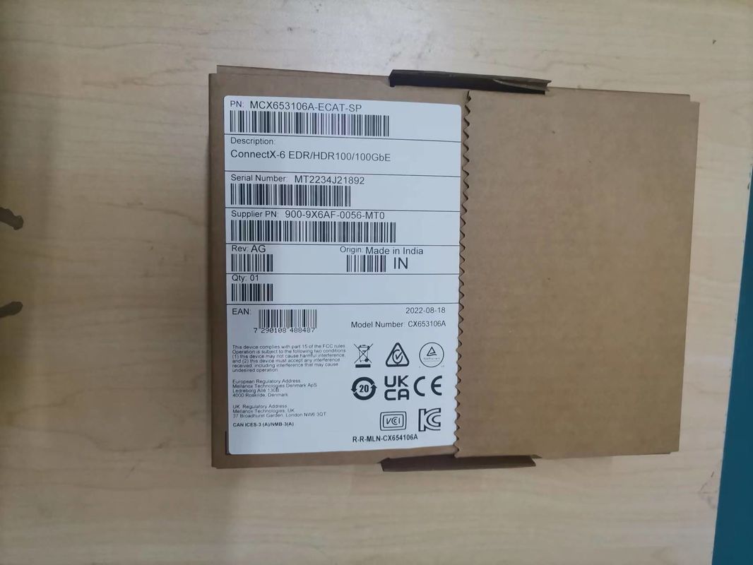 MCX653105A-ECAT ConnectX-6 VPI کارت آداپتور 100Gb / S HDR100 EDR IB 100GbE پورت تک QSFP56