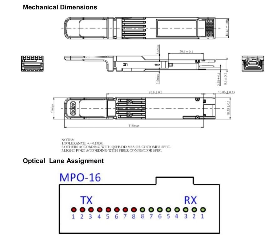 ویژگی های نظارت نظارت بر دمای و تامین ماژول برای 400G QSFP-DD Transceiver Optical در مراکز داده HPC