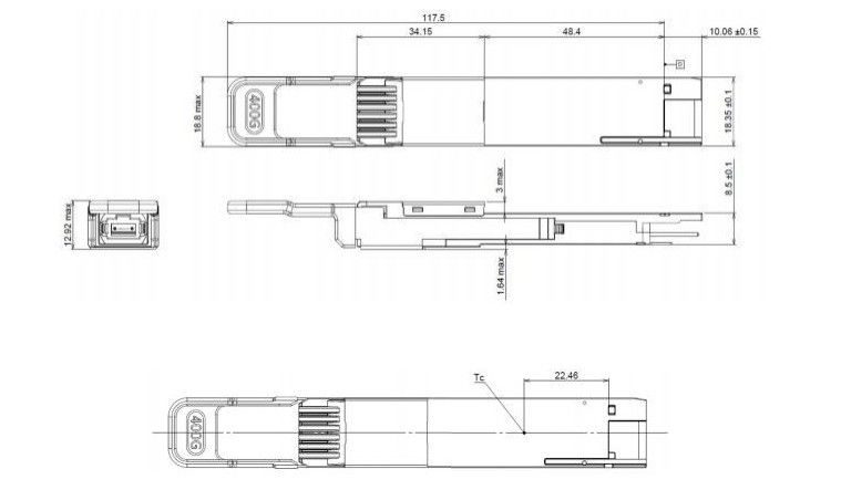 400G DR4 QSFP Hot Plug Optical Transceiver MPO 12-Interface DD MSA مطابق با شبکه مصرف 400Gbps اترنت / InfiniBand