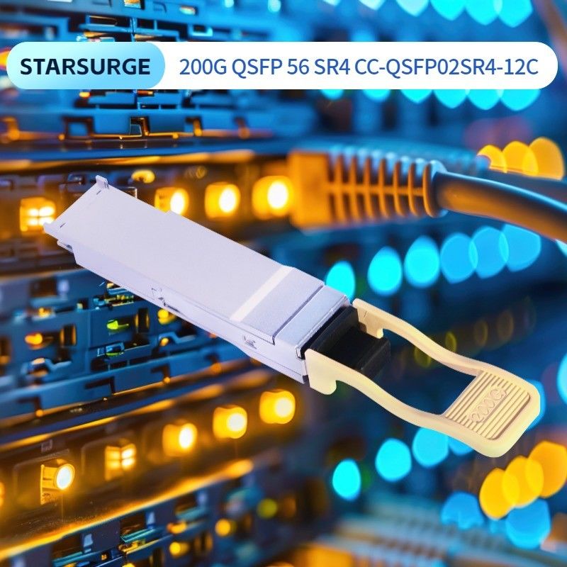 راه حل اتصال مرکز داده 200G QSFP56 SR4 گیرنده نوری با فاصله انتقال 100m بر روی فیبر OM4