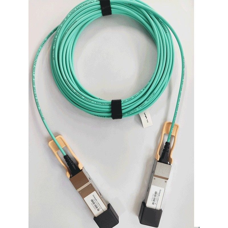 200G QSFP56 کابل نوری فعال 26.56GBaud سرعت انتقال داده سازگار با OM3 / OM4 کانکتور نوع QSFP56 کانکتور