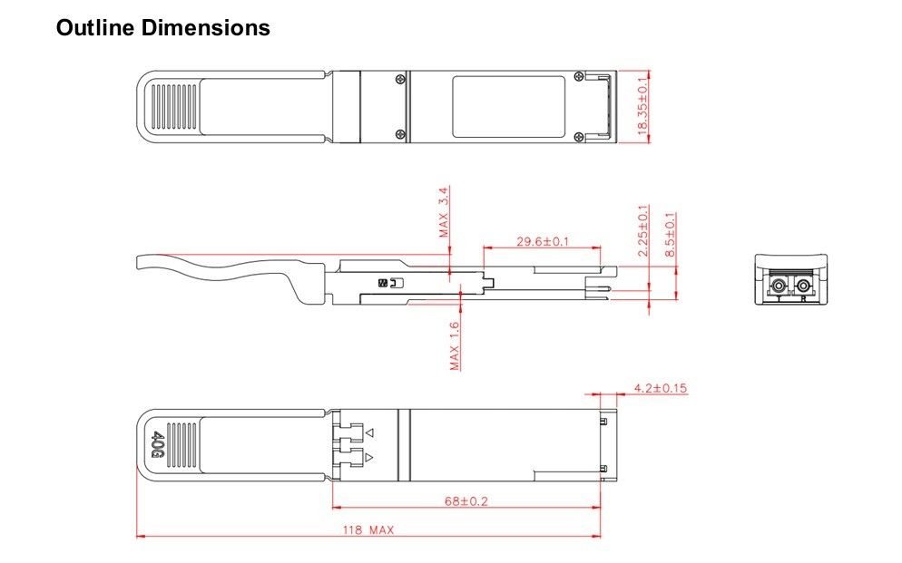 فاصله انتقال 10km 40Gb / s QSFP LR4 گیرنده نوری 1277.5nm 10km Duplex LC برای تجهیزات فیبر نوری سریع