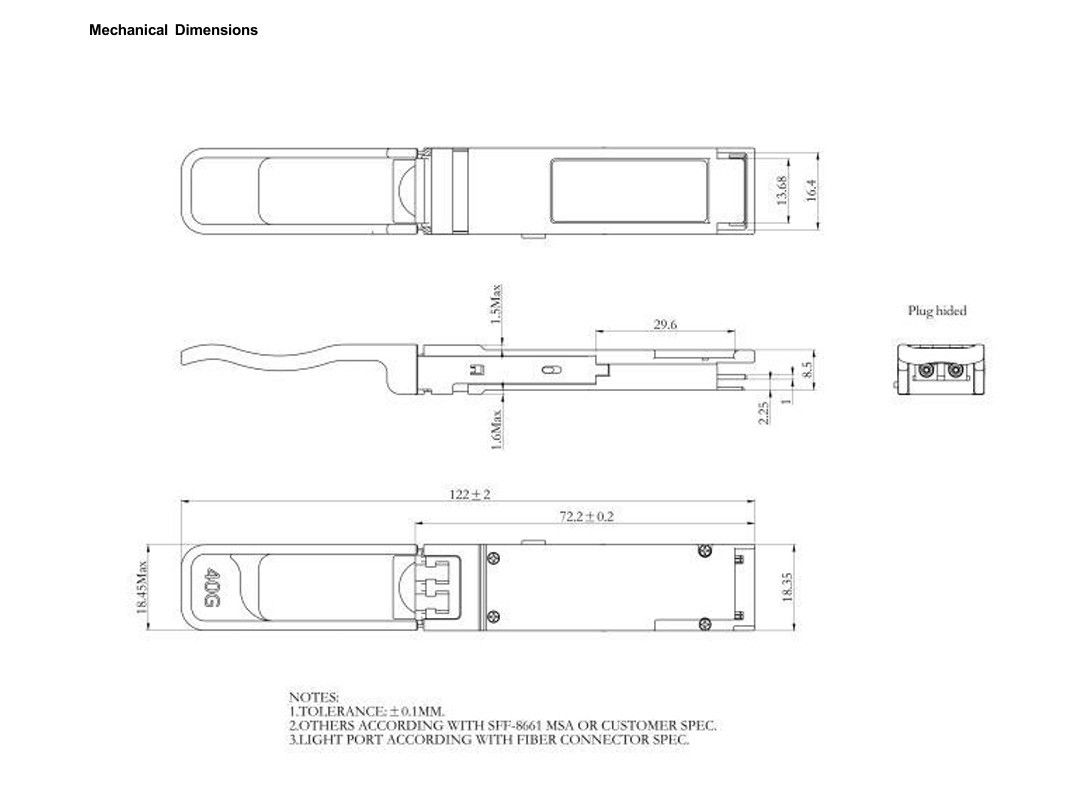 ماژول نوری چند حالت 40Gb/s QSFP BIDI 850/908nm Transceiver Optical Duplex LC IP Network تا 70 متر در OM3 100 متر در OM4