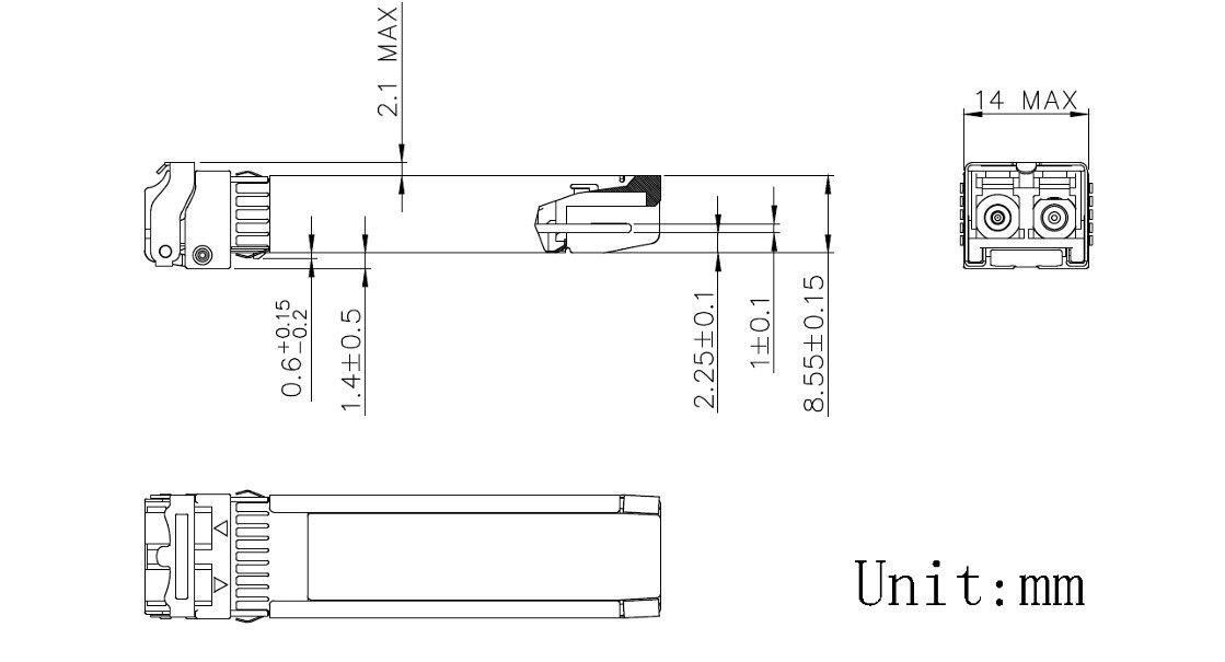 نوع فیبر چند حالت فیبر OM3 شبکه 10G SFP 850nm 300m LC ماژول گیرنده نوری برای مرکز داده