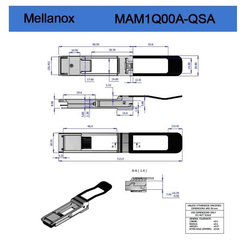 Mellnaox کاملاً جديد و اصلي Mam1q00A-Qsa Nvidia Dynamix QsaTM ، Qsfp+ به SFP+ آداپتور