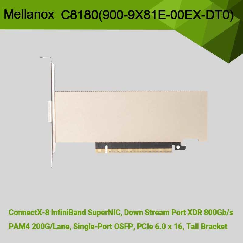Nvidia Connectx-8 آداپتور C8180 (900-9X81E-00EX-DT0) Single-Cage Osfp Infiniband: 800gbs Xdr Ib