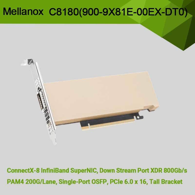 Nvidia Connectx-8 آداپتور C8180 (900-9X81E-00EX-DT0) Single-Cage Osfp Infiniband: 800gbs Xdr Ib