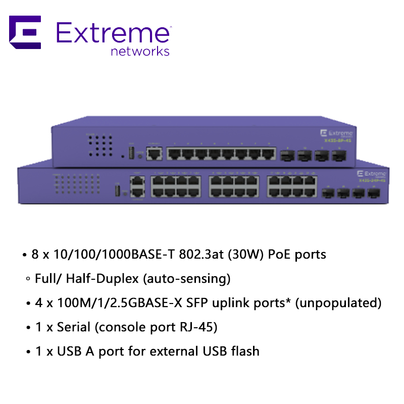 سوئیچ شبکه Mellanox با عملکرد بالا Extreme X435-8p-4s برای اتصال سریع
