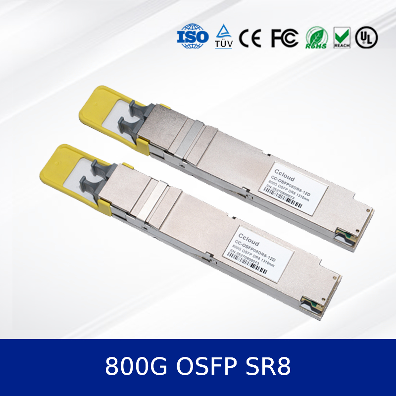 ماژول فرستنده و گیرنده نوری 800G OSFP SR8 با سرعت بالا، توان کم، مطابق با MSA
