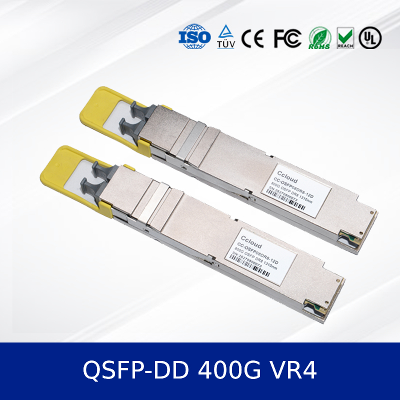 ماژول فرستنده و گیرنده نوری 400G QSFP-DD VR4 با برد 50 متر، PAM4، CMIS 5.0