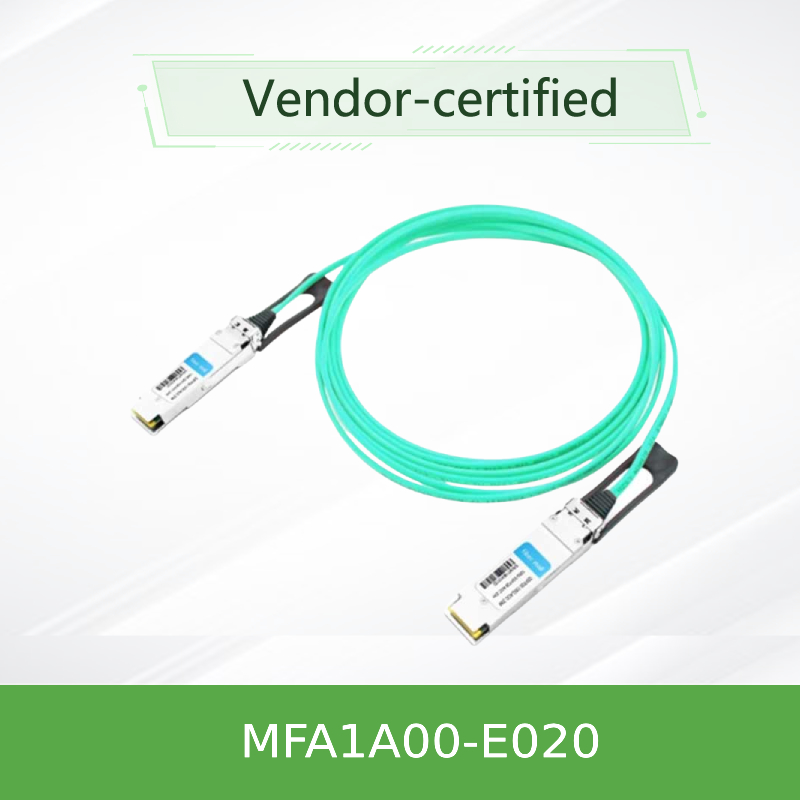 کابل نوری فعال Nvidia Mfa1a00-Xxxx 100GB/S Qsfp28 Mmf، کابل فیبر نوری فعال Mfa1a00-E020 Ib EDR 100GB/S